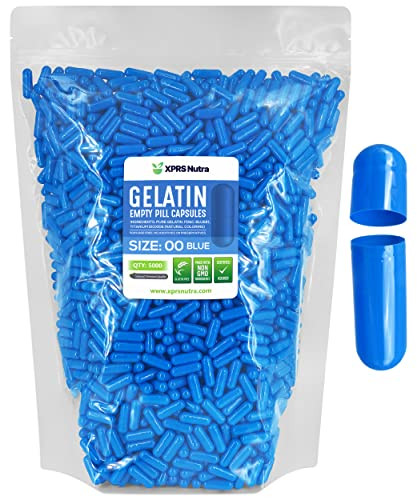 XPRS Nutra Size 00 Empty Capsules - 5000 Count Empty Gelatin Capsules - Pills DIY Capsule Filling - Fillable Pill Gel Caps for Do It Yourself Supplem