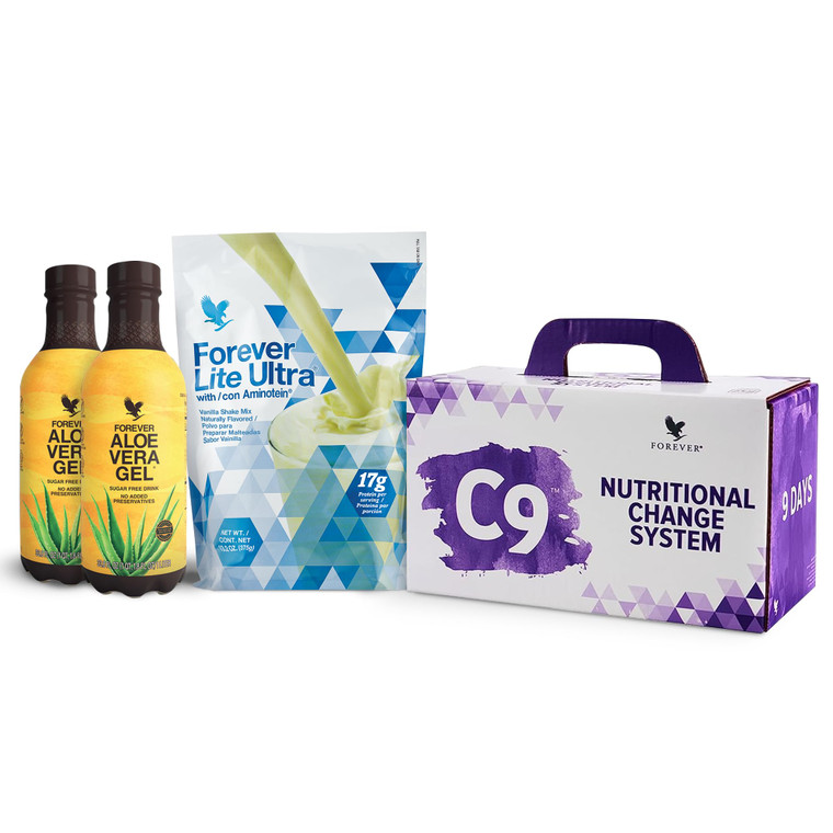 Forever Living - Forever C9 Lite Ultra Vanilla Cleanse Kit - with Aloe Vera Gel, Plant-Powered Protein, Thermogenic Blend, Garcinia Cambogia, & Fiber