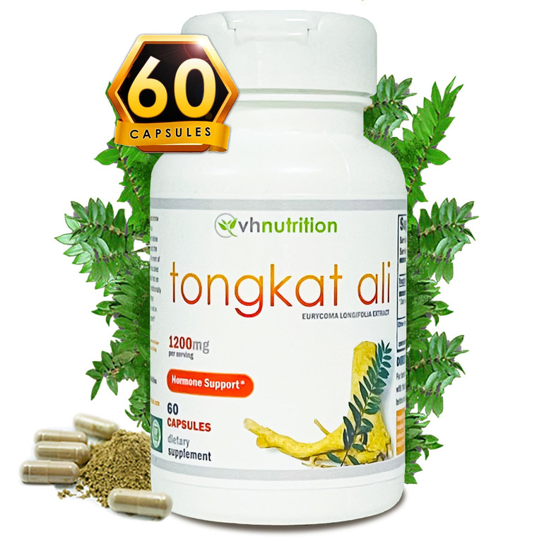 VH Nutrition TONGKAT ALI | Extra Strength Hormone Support for Men* | 200 to 1 Blend Standardized Eurycoma Longifolia (LongJack) Extract Powder | 60 C
