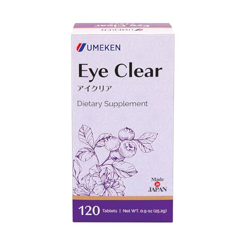 Umeken Eye Clear Dietary Supplement, Blueberry Extract, Lutein, Zeaxanthin, Ginkgo, Vision Supplements for Adults, Eye Vitamins, 2 Months Supply, 120