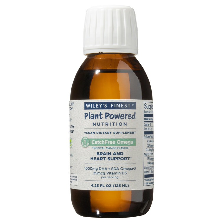 Wiley's Finest CatchFree Omega - Vegan, Non-GMO Fish Oil Alternative - Full Spectrum Omega-3 Liquid Supplement with Organic Plant-Based Algae Oil - T