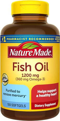 Fish Oil 1200mg, 100 Softgels, Fish Oil Omega 3 Supplement For Heart Health