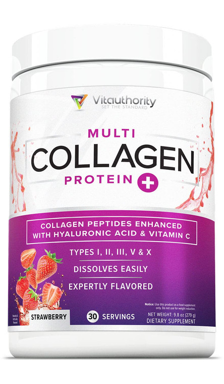 Multi Collagen Peptides Powder for Women - Hydrolyzed Flavored Collagen Powder for Women with Types I II III V & X Vitamin C & Hyaluronic Acid for Ha