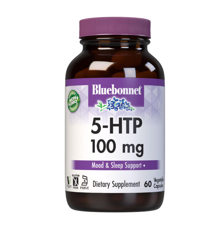 Bluebonnet Nutrition 5-HTP (Hydroxytrypophan) 100mg, for Neurotransmitter Support*, Supports Positive Mood*, Soy-Free, Gluten-Free, Non-GMO, Kosher C