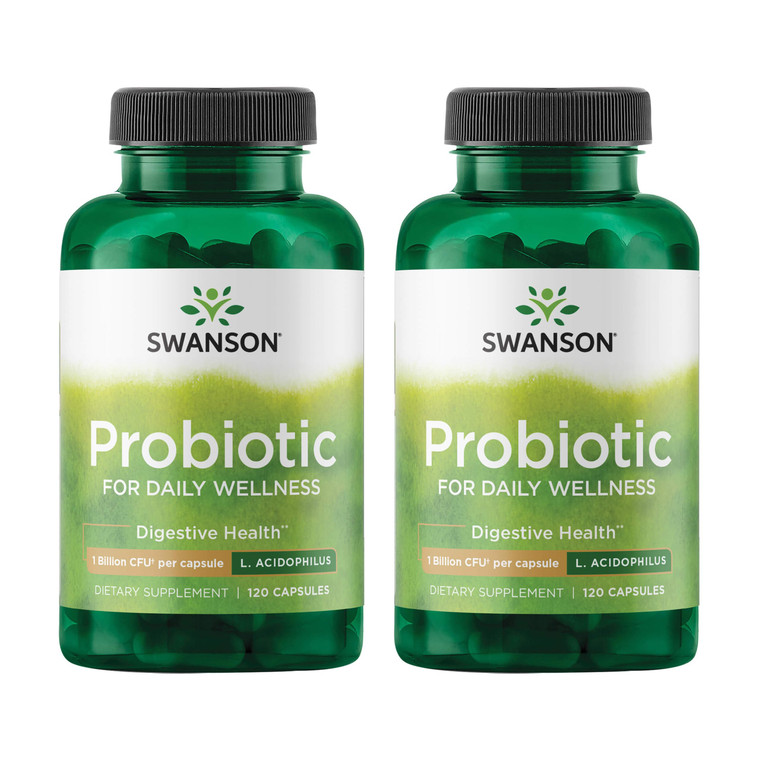 Swanson Probiotic - Digestive Health Supplement w/ 1 Billion CFU per Capsule - Natural Formula Supporting Bowel Regularity & Daily Wellness - (120 Ca