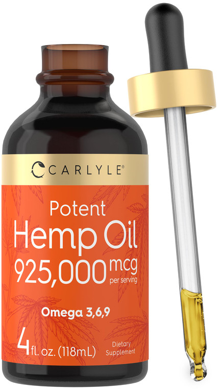 Carlyle Hemp Seed Oil 925,000 mcg | High Potency | Contains Omega 3,6,9 | Cold Pressed | Vegetarian, Non-GMO, Gluten Free