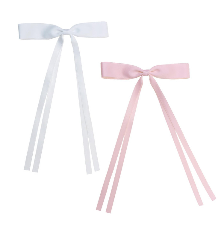 Hair Ribbon Clip for Women Penta Angel 2Pcs Hair Bow Bowknot Tassel Alligator Barrette with Long Tail Decorative Hair Styling Accessory for Girls Wed