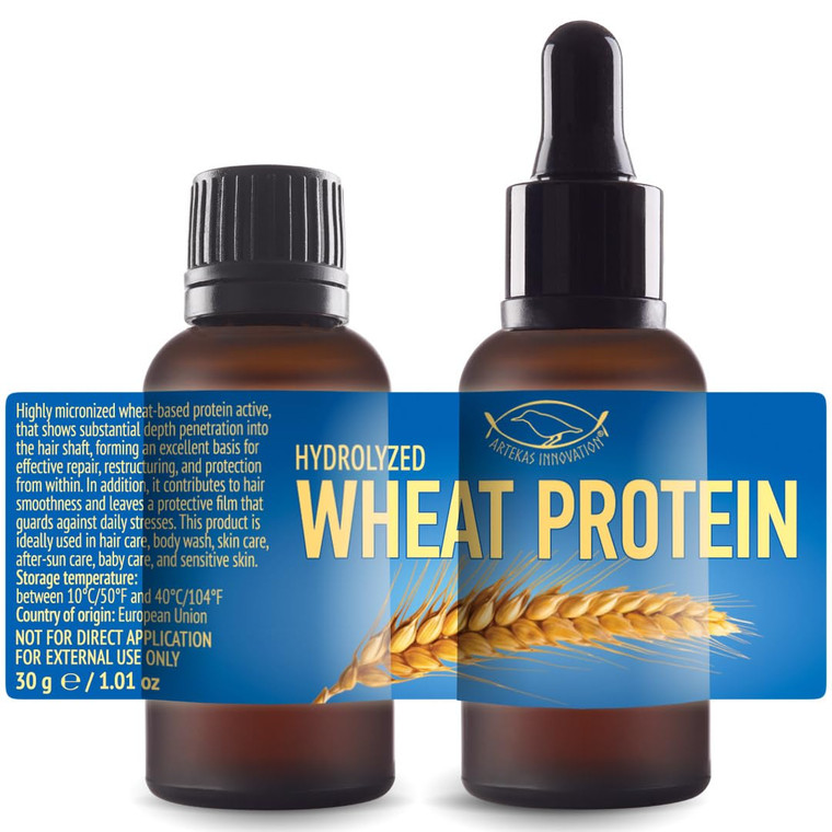 Artekas Innovation - HYDROLYZED WHEAT PROTEIN - Liquid, 2 Ounces - for Homemade Hair Care, Skin Care, Body Washes, Shampoos, and Conditioners - 2 Via