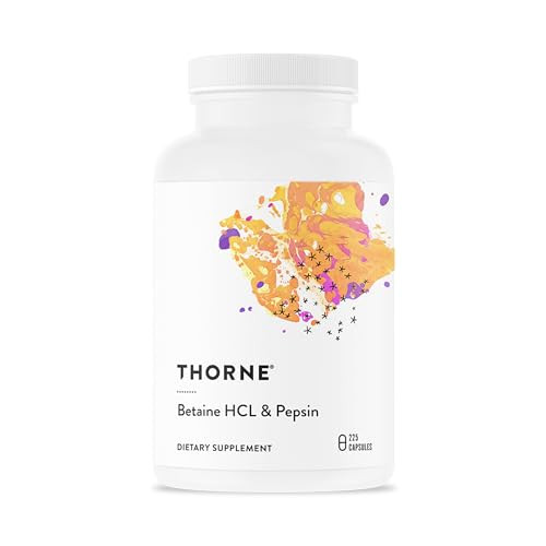 THORNE - Betaine HCL & Pepsin - Digestive Enzymes for Protein Breakdown and Absorption* - 225 Capsules