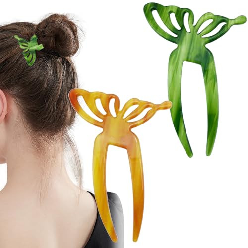 2 PCS Hair Pins for Buns, Wings Shape Tortoise Shell Hair Accessories for Women French Large Wing Hair Pin Hair Sticks Clips Acetate Hair Accessories