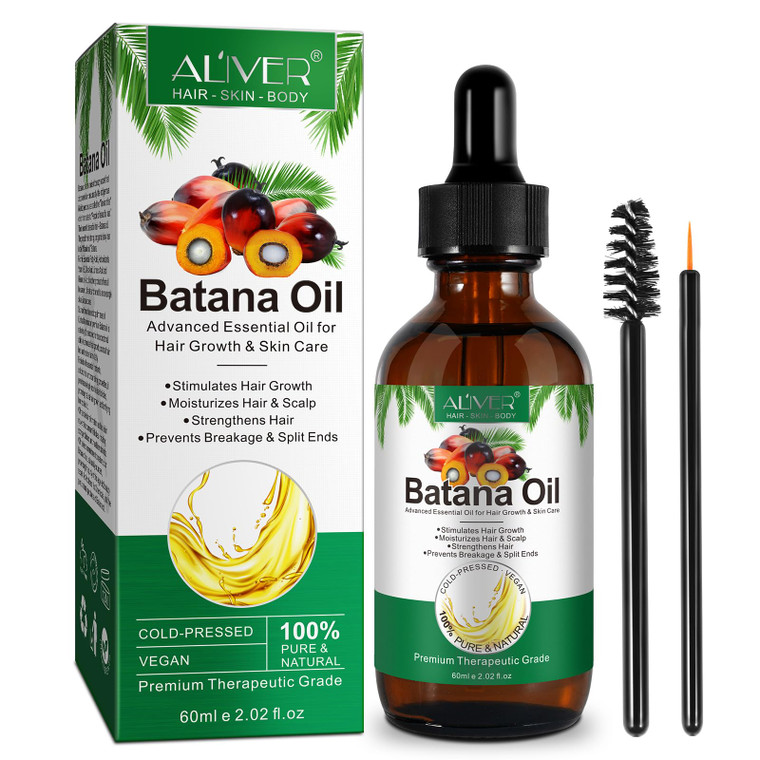 Batana Hair Growth Oil - 60ml Organic Formula for Strengthening, Thickening, Repairing Damaged Hair, Nourishing Scalp - 100% Natural for Women and Me