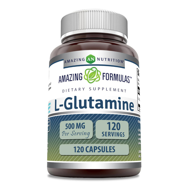 Amazing Formulas L-Glutamine Amino Acid Supplement | 500 Mg | Capsules | Non-GMO | Gluten-Free | Made in USA (1 Pack | 120 Count)