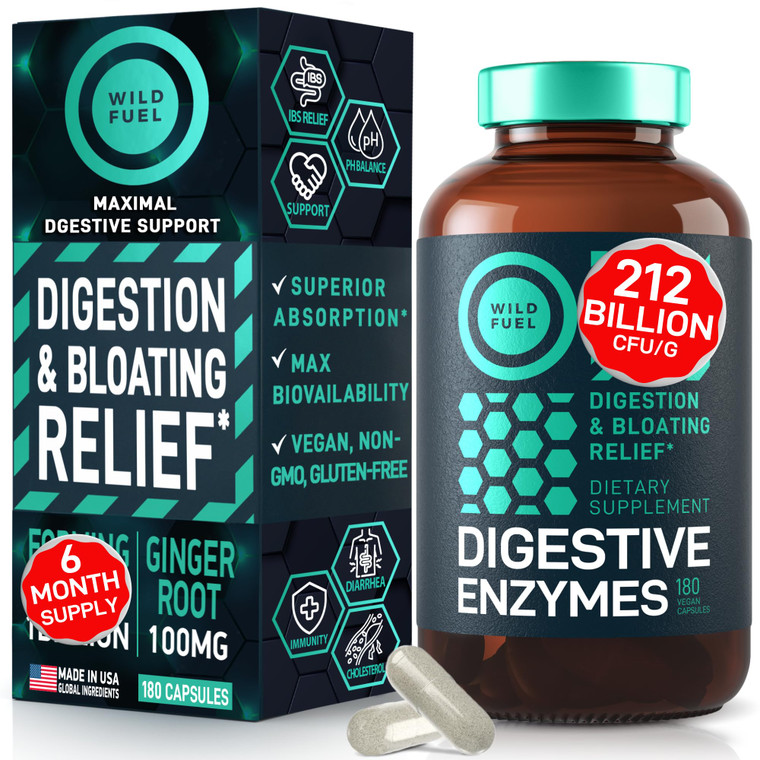 Digestive Enzymes for Women and Men with Probiotics and Prebiotics - Vegan Digestive Enzyme Blend - Bloating Support, Gut Health & Digestion Suppleme