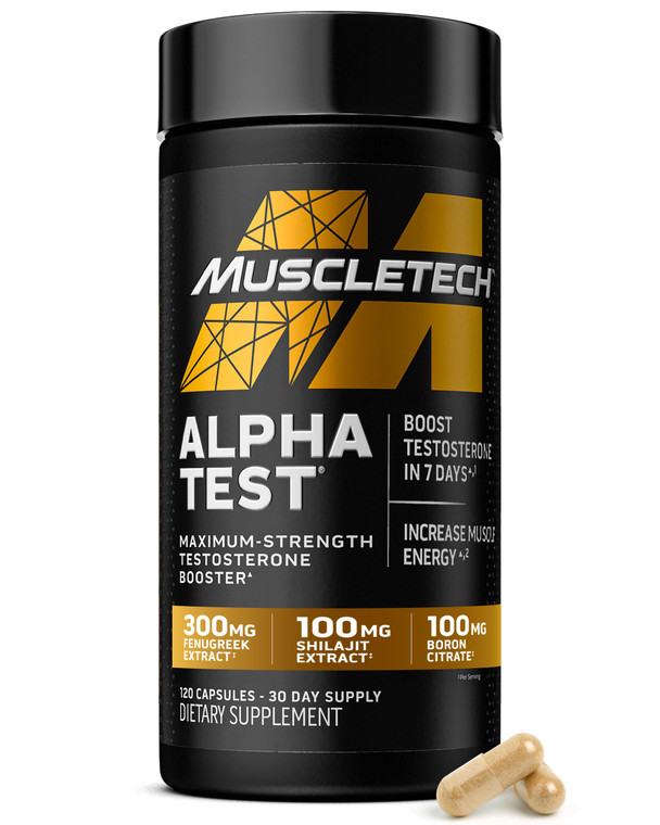 MuscleTech Testosterone Booster for Men, AlphaTest - T-Boost Mens Supplement with Tribulus Terrestris & Boron - Daily Male Gym Workout Supplements fo