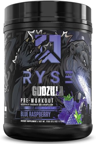 RYSE Godzilla X Noel Deyzel Pre Workout Powder - Blue Raspberry - 400mg Caffeine, High Stim Pre-Workout for Men & Women with Citrulline & Beta Alanin