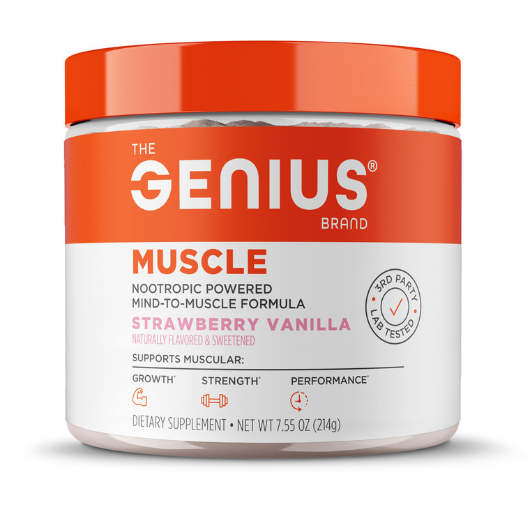 The Genius Brand Genius Muscle - Muscle Health Supplement for Growth, Endurance & Recovery - Non-Hormonal Formula - 6 Organic Mushrooms - Naturally-S