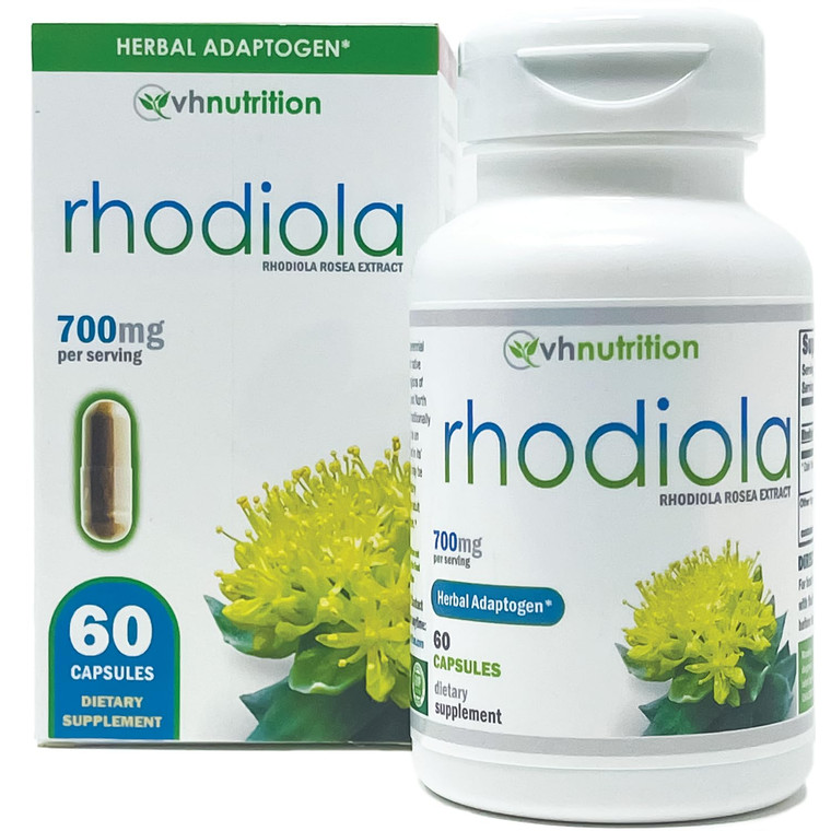 VH Nutrition RHODIOLA | Rhodiola Rosea Supplement | 3% Salidrosides Standardized Extract | 60 Easy-to-Swallow Capsules