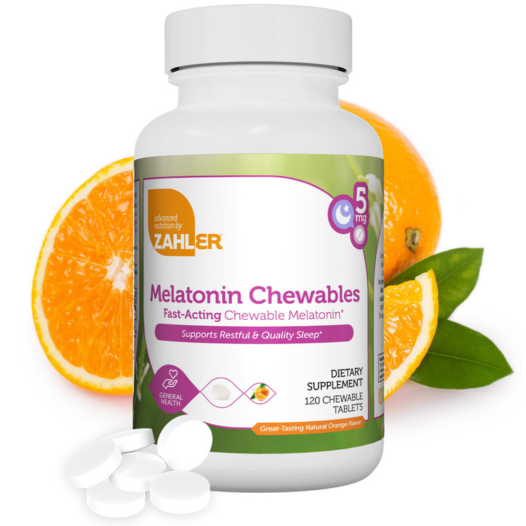 Zahler Melatonin 5mg Tablets - Fast-Acting Chewable Melatonin 5 mg Tablets - Delicious Orange Flavor - Supports Restful and Quality Sleep - Kosher No