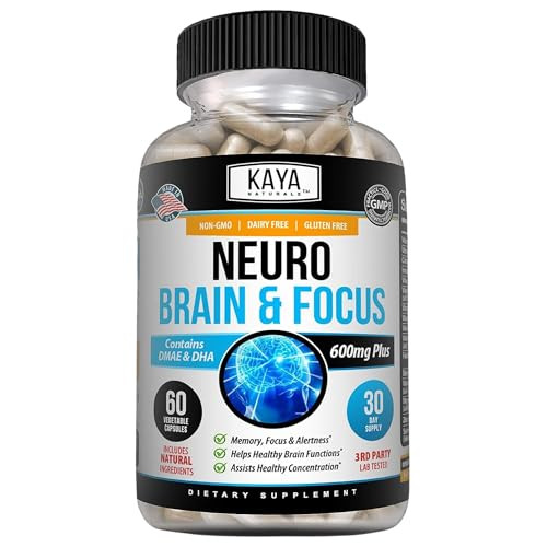 Kaya Naturals - Neuro Brain for Memory & Focus - Nootropic Energy Capsule - Nootropic Brain Support Supplement - Focus & Concentration & Learning Acc