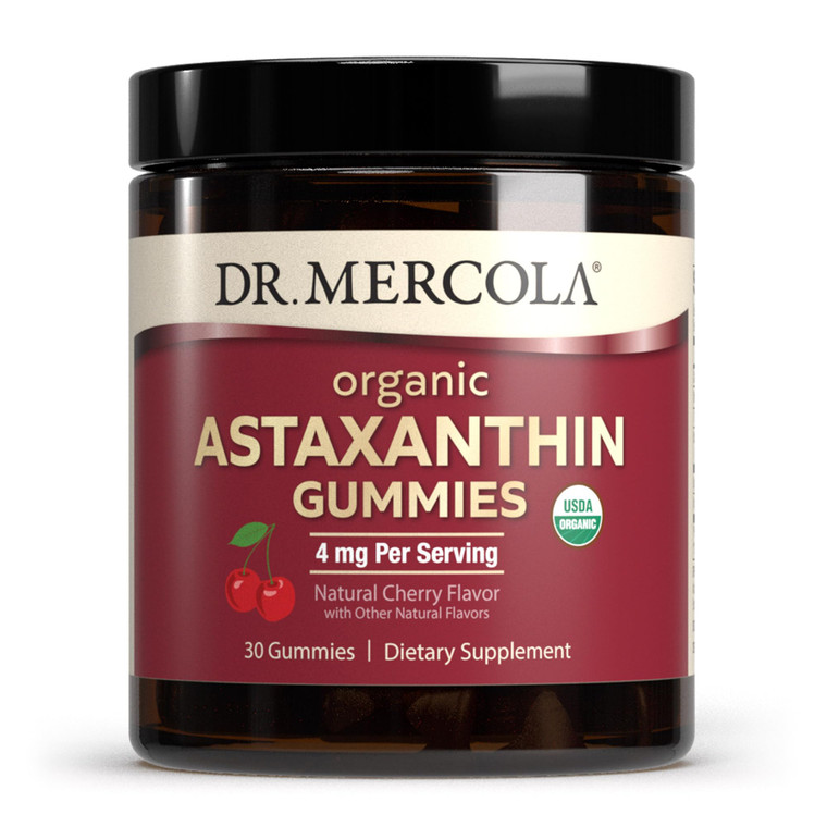Dr. Mercola Organic Astaxanthin Gummies, 30 Servings (30 Gummies), 4 mg Per Serving, Dietary Supplement, Antioxidant and Immune Support, Certified Or