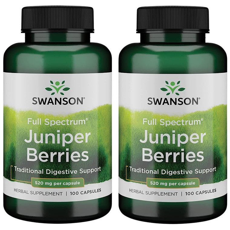 Swanson Juniper Berries Digestive Immune System Health Fiber Herbal Supplement 520 mg 100 Capsules (Caps) (2 Pack)