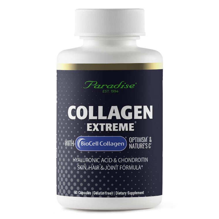 Paradise Herbs Collagen Extreme with Biocell Collagen, Hyaluronic Acid, and Nature's C, for Healthy Hair, Skin, and Joints, 60 Capsules