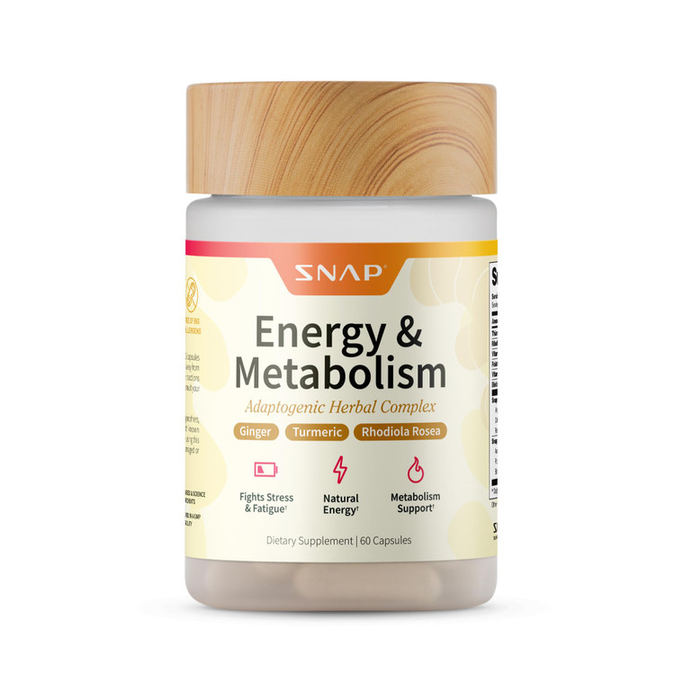 Snap Supplements Energy & Metabolism Herbal Complex for Fatigue, Stress Relief, Energy Booster & Better Mood, Energy Pills for Women & Men, 60 Capsul