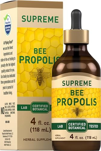 Piping Rock Bee Propolis Extract Tincture | 4 Fl Oz | Certified Botanical Liquid Drops | Non-GMO, Gluten Free Supplement