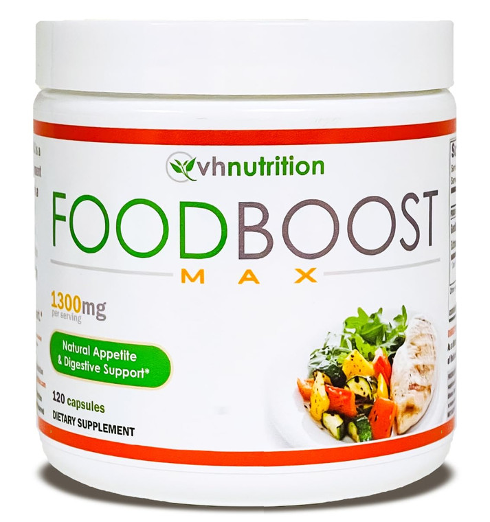 VH Nutrition | FoodBoost MAX | 1300mg Appetite Stimulant* Weight Gain Pills* for Men and Women | Formulated with Gentian, Turmuric, Fennel | 120 Caps