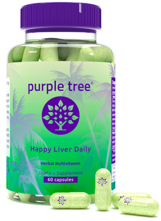 purple tree Happy Liver Daily | Liver Support & Cleanse Supplement with Milk Thistle 80% Silymarin, Dandelion, Artichoke, Vine Tea DHM & Vitamins | D