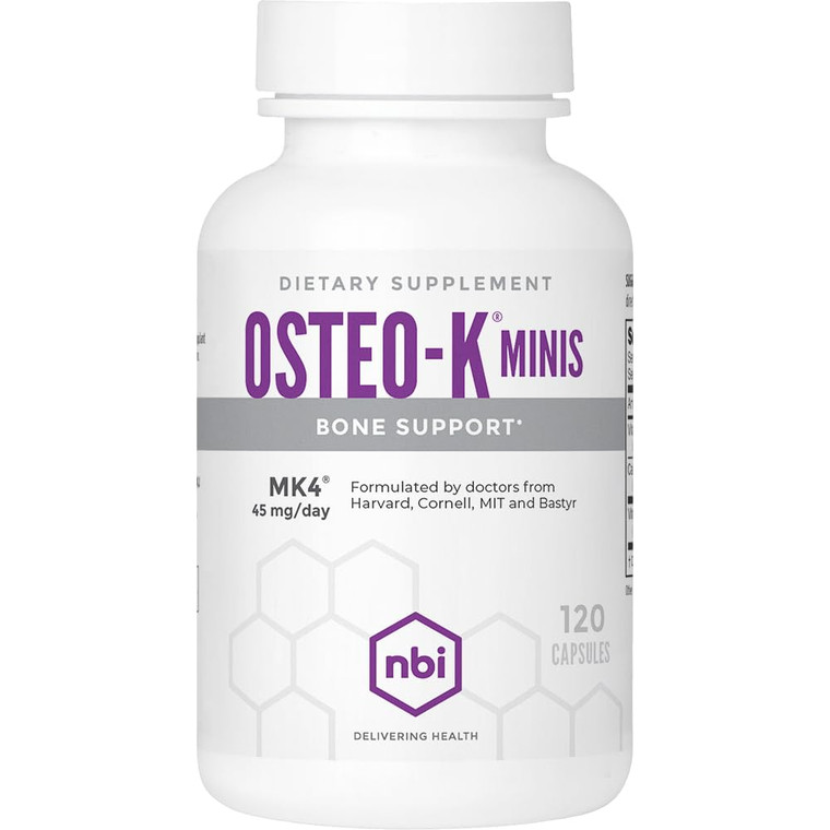 NBI Osteo-K Bone Support - Mini | Vitamin D & K Complex with Calcium Citrate Supplement | 45mg Vitamin K2 (MK4) for Strong Bone Health & Function | 1