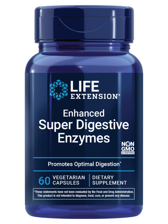 Life Extension Enhanced Super Digestive Enzymes, Supports Digestion, Comfort, digesting Plant-Based Foods, Non-GMO, Vegetarian, 60 Capsules