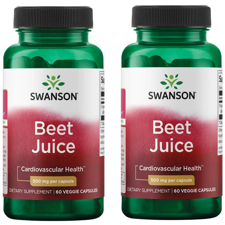 Swanson Made with Organic Beet Juice Freeze Dried 500 Milligrams 60 Veg Capsules (2 Pack)