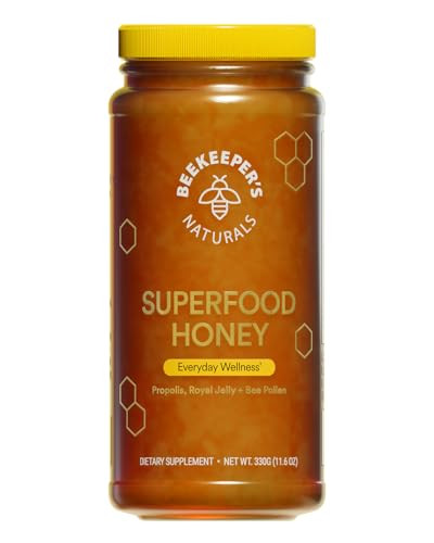 Superfood Honey by Beekeeper's Naturals - Bee Pollen, Royal Jelly, Propolis, Honey - Natural Energy, Immune Support, Mental Clarity, Athletic Perform