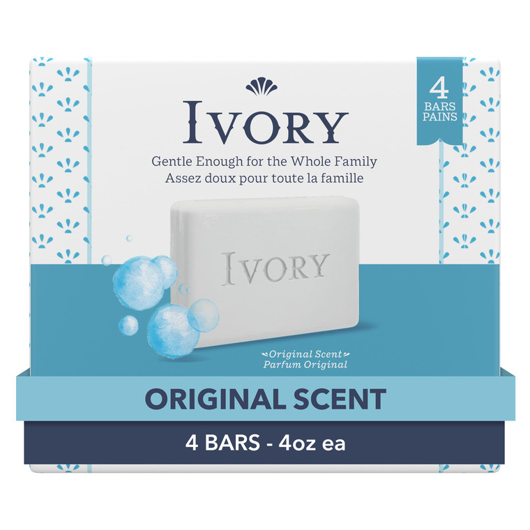 Ivory Gentle Bath Bar Soap, Designed for Whole Family, 99.44% Pure Formula with Plant-Based Cleansers, Made Without Heavy Perfumes, Parabens or Phtha