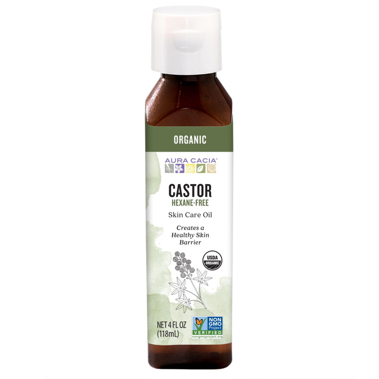 Aura Cacia Organic Castor Skin Care Oil | GC/MS Tested for Purity | 118ml (4 fl. oz.)