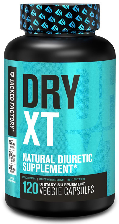 Jacked Factory Dry-XT Diuretic Water Pills - Natural Supplement | Reduces Water Retention & Bloating | Dandelion Root Extract, Potassium, 7 More Powe