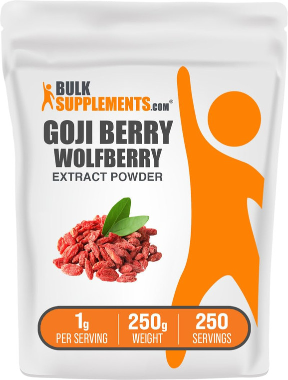 BulkSupplements.com Wolfberry Extract Powder -Goji Berries Supplement, Fruit Powder - Vegan & Gluten Free, 1g per Serving, 250g (8.8 oz) (Pack of 1)