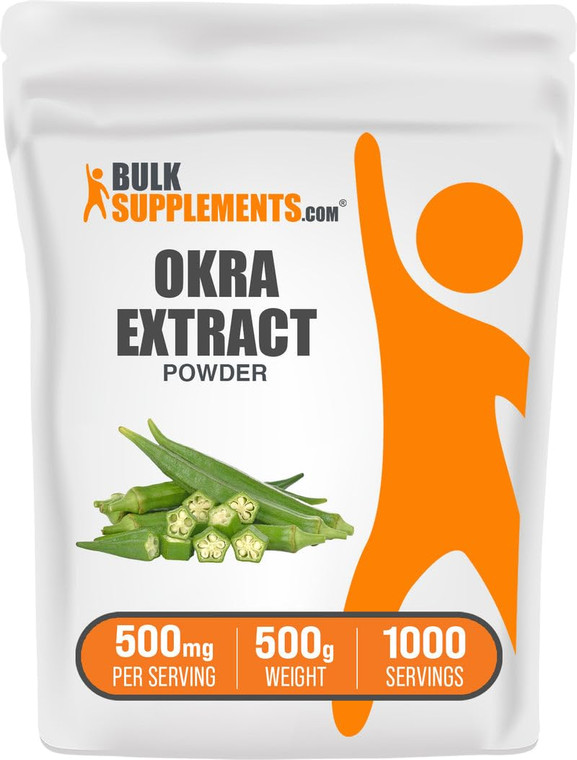 BulkSupplements.com Okra Extract Powder - Okra Supplement, Source of Fiber, Herbal Supplement - Vegan & Gluten Free, 500mg per Serving, 500g (1.1 lbs