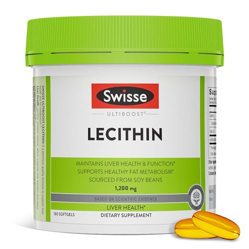 Swisse Soy Lecithin 1200mg Softgels Capsules | Maintains Liver Health and Function * | Supports Fat Metabolism * | Choline Lecithin Supplement 1200 m