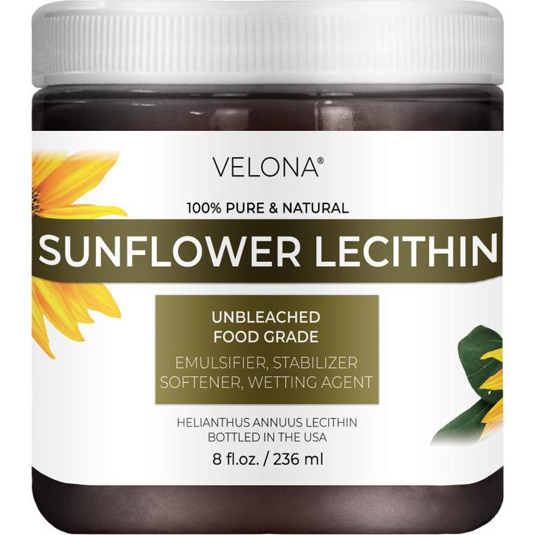 velona Pure Liquid Sunflower Lecithin 8 Fl Oz | Food Grade | Unbleached | Emulsifier, Stabilizer, Softener, Smoother, Wetting Agent | Use Today - Enj