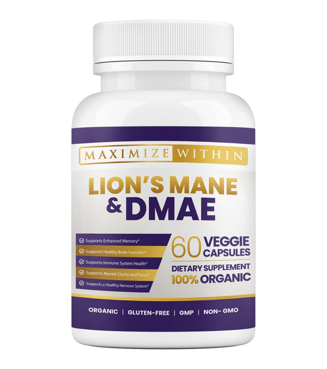 Maximum Slim Lion's Mane & DMAE Capsules: Enhance Memory, Boost Mental Clarity, and Sharpen Focus - 60 Capsules for Maximum Cognitive Support