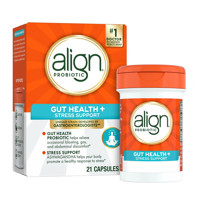 Align Probiotic, Gut Health + Stress Support, with Probiotics for Digestive Health and Ashwagandha to Help Calm Mind and Body*, #1 Doctor Recommended