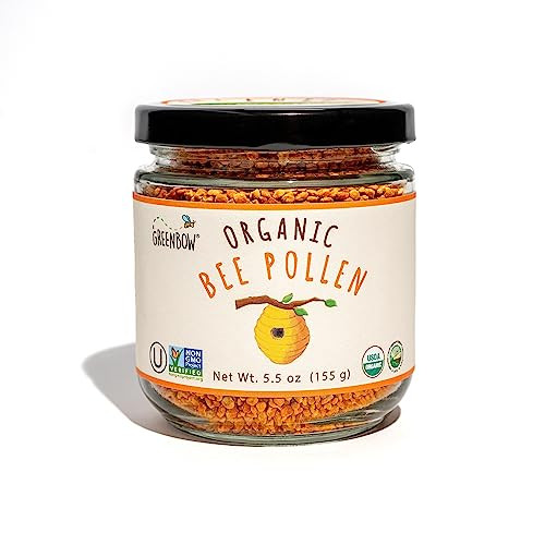 Greenbow Organic Bee Pollen - 100% USDA Certified Organic, Non-GMO, Halal, Kosher Certified, Pure & Natural Bee Pollen - Superfood Packed with Protei
