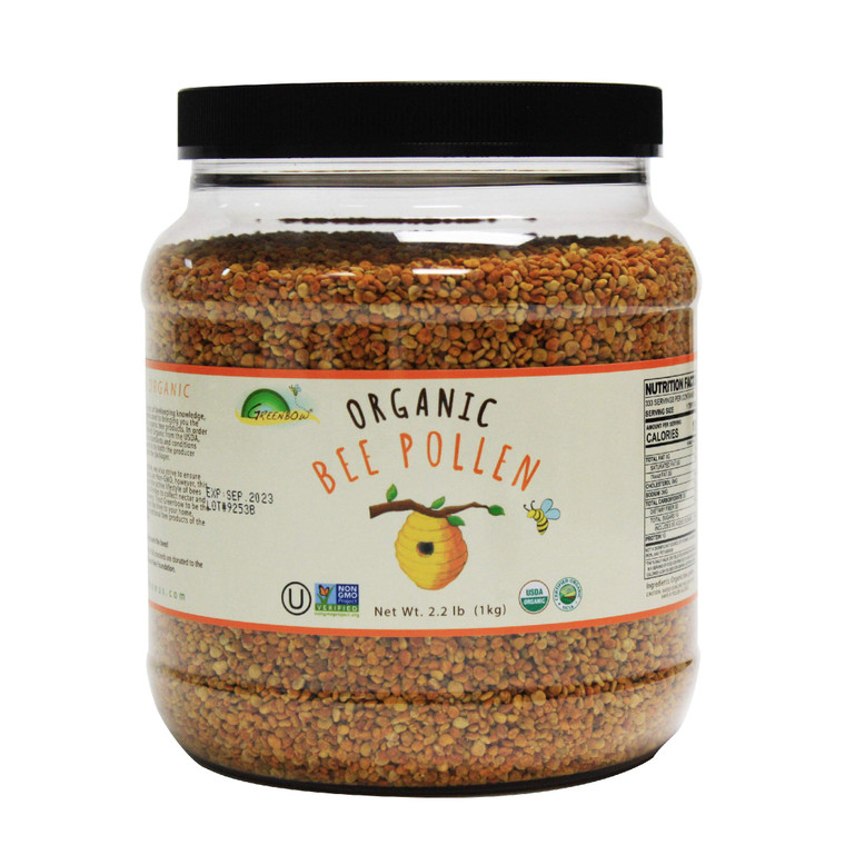 Greenbow Organic Bee Pollen - 100% USDA Certified Organic, Non-GMO, Halal, Kosher Certified, Pure & Natural Bee Pollen - Superfood Packed with Protei