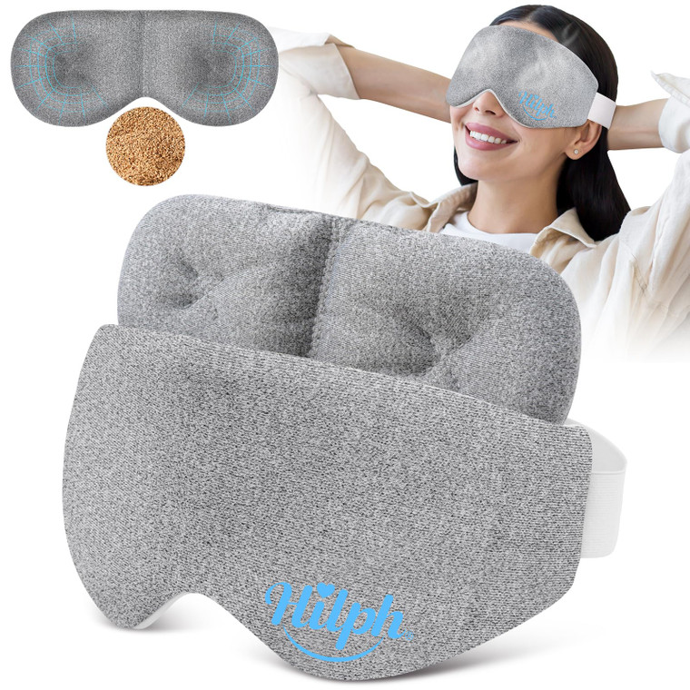 Hilph Microwave Heated Eye Mask for Dry Eyes, Warm Eye Compress Heat Therapy Weighted Eye Mask with Removable Cover for Blepharitis, Stye, Relaxation