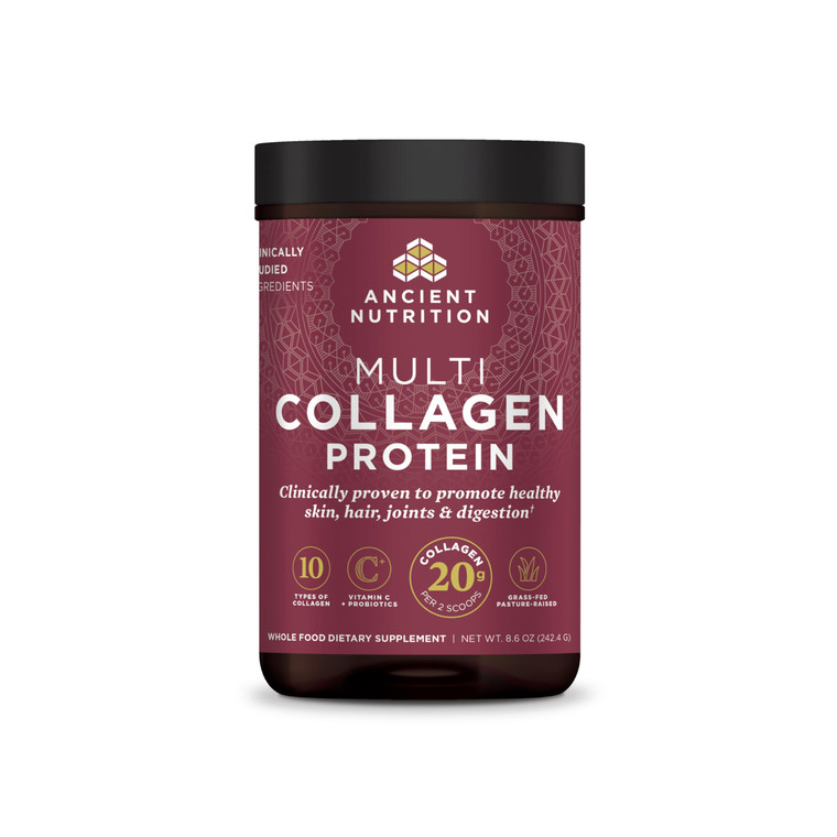 Ancient Nutrition Hydrolyzed Collagen Peptides Powder, Unflavored Multi Collagen Powder Packets for Women and Men with Vitamin C, 24 Servings, Suppor