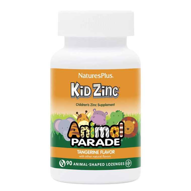 NaturesPlus Animal Parade KidZinc, Tangerine Flavor - 90 Animal-Shaped Lozenges - Organically Chelated Zinc - Vegan, Gluten Free - 90 Servings