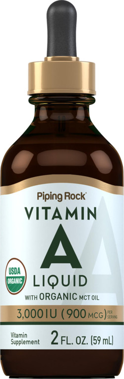 Piping Rock Vitamin A Liquid Drops | 2 fl oz | with Organic MCT Oil | Non-GMO, Gluten Free Supplement