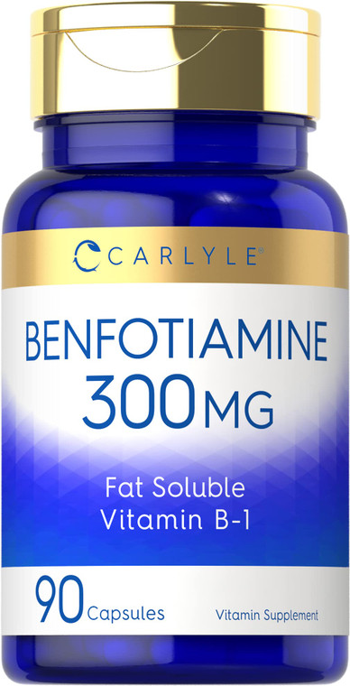 Carlyle Benfotiamine 300mg | 90 Capsules | Fat Soluble Vitamin B1 Thiamine | Non-GMO, Gluten Free Supplement